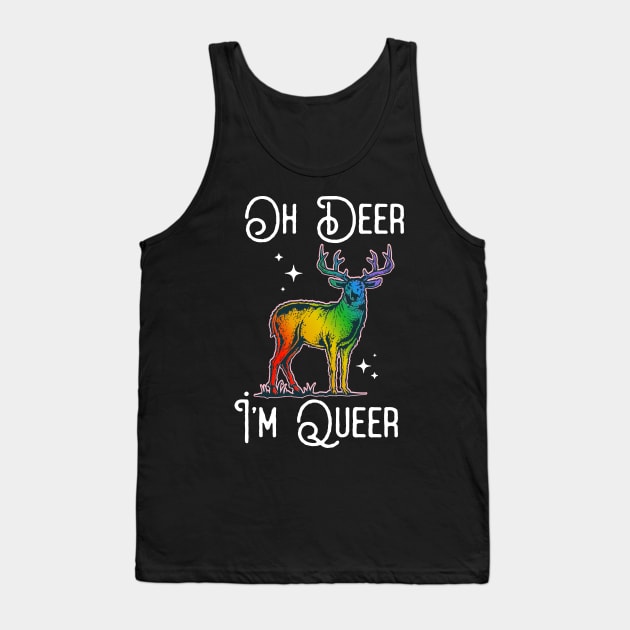 Oh Deer I'm Queer  Rainbow Gay Pride Tank Top by Eugenex